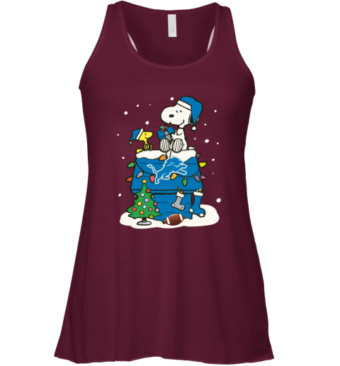 A Happy Christmas With Detroit Lions Snoopy Racerback Tank