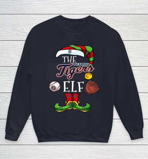 Detroit Tigers Christmas ELF Funny MLB Youth Sweatshirt 2