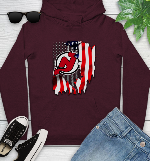 New Jersey Devils NHL Hockey American Flag Youth Hoodie 7