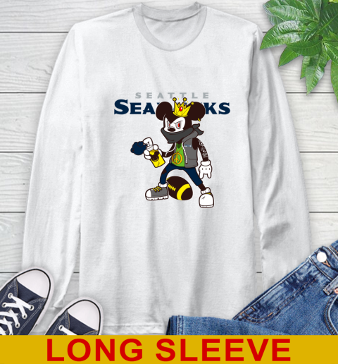 Seattle Seahawks NFL Football Mickey Peace Sign Sports Long Sleeve T-Shirt