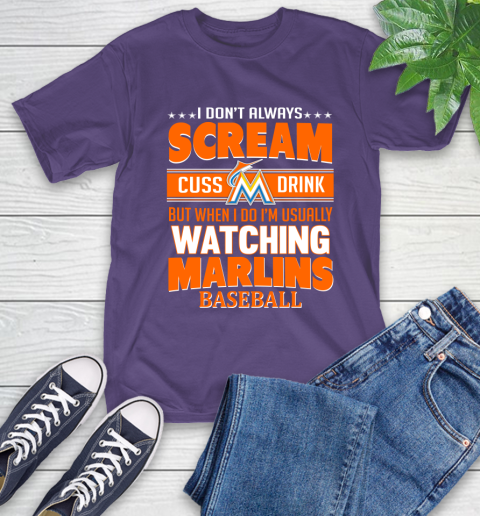 Miami Marlins MLB I Scream Cuss Drink When I'm Watching My Team T-Shirt 5