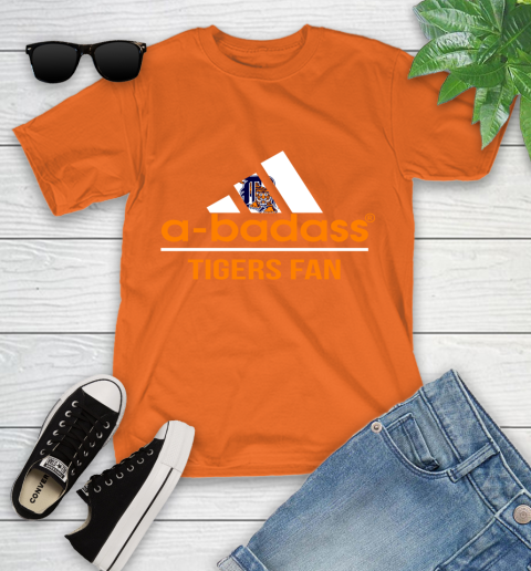 MLB A Badass Detroit Tigers Fan Adidas Baseball Sports Youth T-Shirt 9