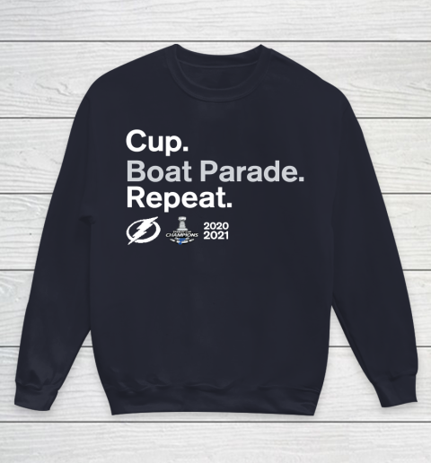Cup Boat Parade Repeat Tampa bay Lightnings Stanley Hockey 2021 Youth Sweatshirt 2