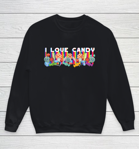 I Love Candy Halloween Rainbow Colors Youth Sweatshirt