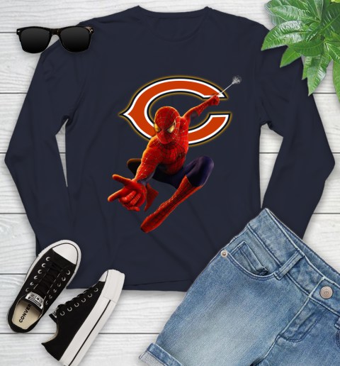 NFL Spider Man Avengers Endgame Football Chicago Bears Youth Long Sleeve 3