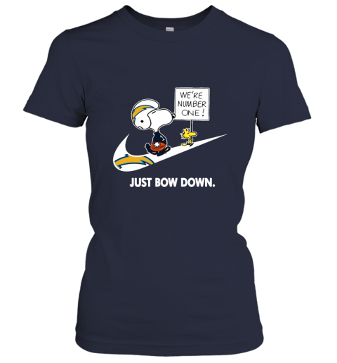 nfl Los Angeles Chargers Are Number One – nike Just Bow Down Snoopy r6mc los angeles chargers are number one ndash just bow dow ladies t shirt 20 front navy
