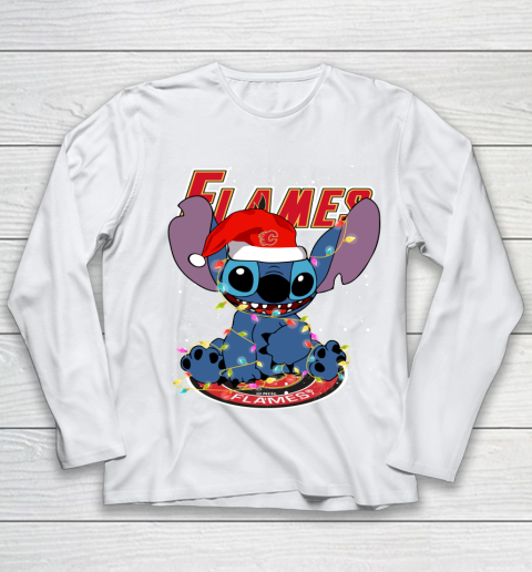 Calgary Flames NHL Hockey noel stitch Christmas Youth Long Sleeve
