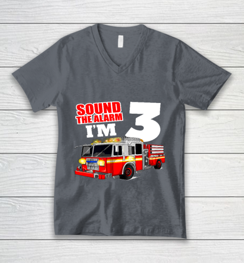 Kids Fire Truck 3rd Birthday T Shirt Boy Firefighter 3 Years Old V-Neck T-Shirt 4