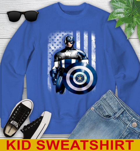 Houston Astros MLB Baseball Captain America Marvel Avengers American Flag Shirt Youth Sweatshirt 7 Houston Astros MLB Baseball Captain America Marvel Avengers American Flag Shirt Youth Sweatshirt - Image 7