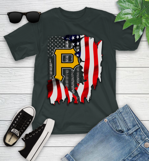 Pittsburgh Pirates MLB Baseball American Flag Youth T-Shirt 6