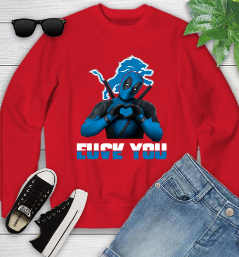 NHL Detroit Lions Deadpool Love You Fuck You Football Sports Youth Sweatshirt 8