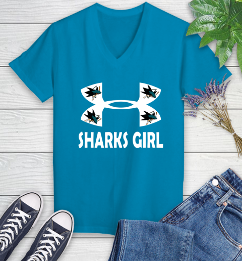 NHL San Jose Sharks Girl Under Armour Hockey Sports Women's V-Neck T-Shirt 7