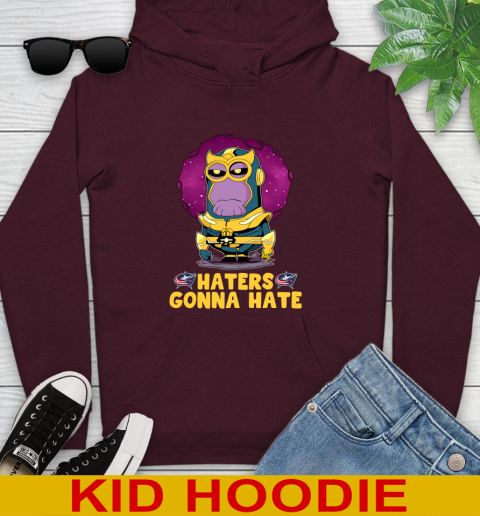 NHL Hockey Columbus Blue Jackets Haters Gonna Hate Thanos Minion Marvel Shirt Youth Hoodie 8 NHL Hockey Columbus Blue Jackets Haters Gonna Hate Thanos Minion Marvel Shirt Youth Hoodie - Image 8
