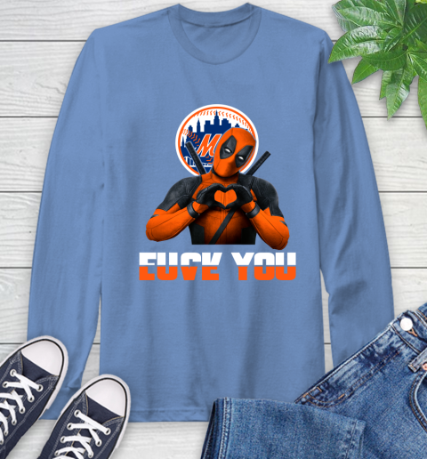 MLB New York Mets Deadpool Love You Fuck You Baseball Sports Long Sleeve T-Shirt 12