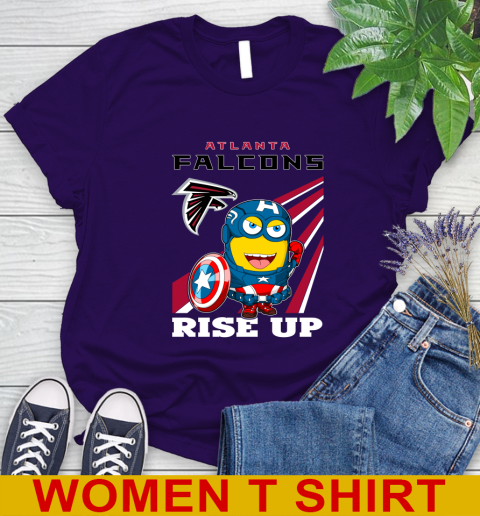 NFL Football Atlanta Falcons Captain America Marvel Avengers Minion Shirt Women's T-Shirt 4