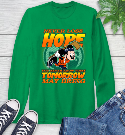 Edmonton Oilers NHL Hockey ootball Mickey Disney Never Lose Hope Long Sleeve T-Shirt 8