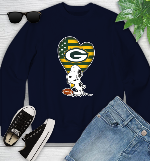 Green Bay Packers NFL Football The Peanuts Movie Adorable Snoopy Youth Sweatshirt 3