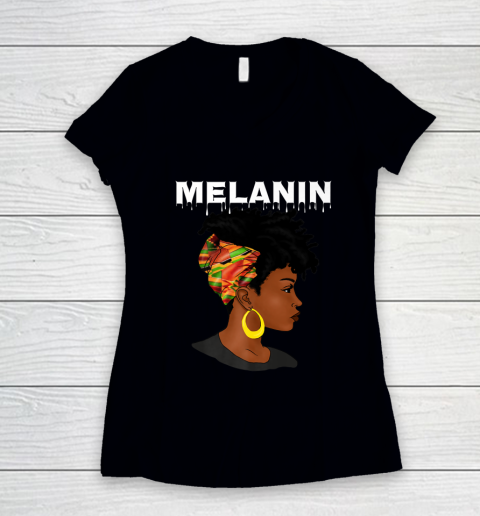 Oheneba Melanin Drippin Black Girl Magic Afro Pride Women's V-Neck T-Shirt