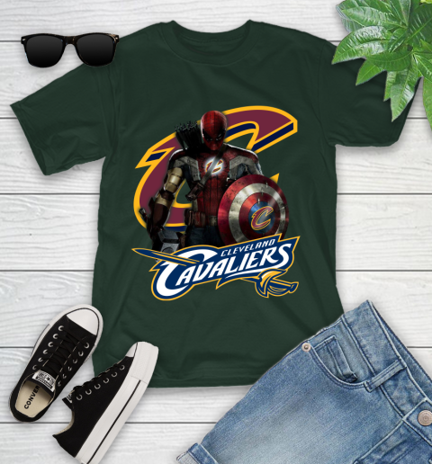 Cleveland Cavaliers NBA Basketball Captain America Thor Spider Man Hawkeye Avengers Youth T-Shirt 5