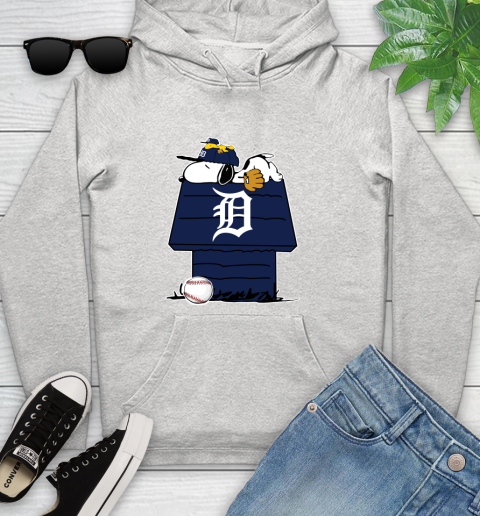 MLB Detroit Tigers Snoopy Woodstock The Peanuts Movie Baseball T Shirt Youth Hoodie