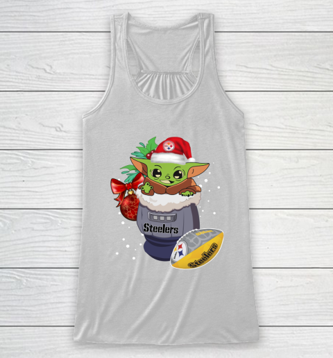 Pittsburgh Steelers Christmas Baby Yoda Star Wars Funny Happy NFL Racerback Tank 2