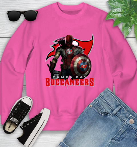 NFL Captain America Thor Spider Man Hawkeye Avengers Endgame Football Tampa Bay Buccaneers Youth Sweatshirt 7