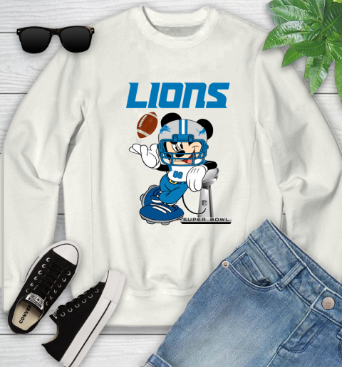 NFL Detroit Lions Mickey Mouse Disney Super Bowl Football T Shirt Youth Sweatshirt