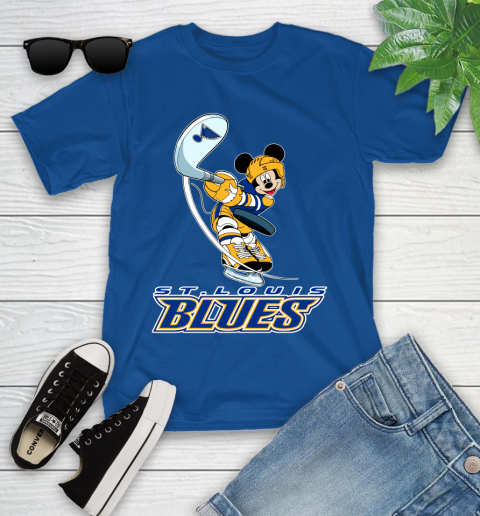 NHL Hockey St.Louis Blues Cheerful Mickey Mouse Shirt Youth T-Shirt 9