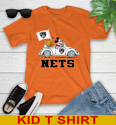 NBA Basketball Brooklyn Nets Pluto Mickey Driving Disney Shirt Youth T-Shirt 7