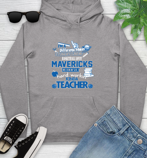 Dallas Mavericks NBA I'm A Difference Making Student Caring Basketball Loving Kinda Teacher Youth Hoodie 6