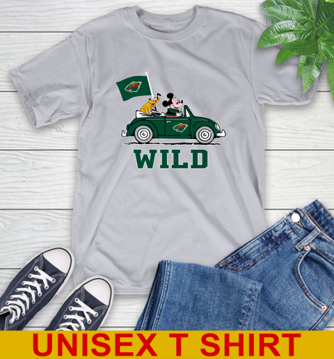 NHL Hockey Minnesota Wild Pluto Mickey Driving Disney Shirt T-Shirt 6
