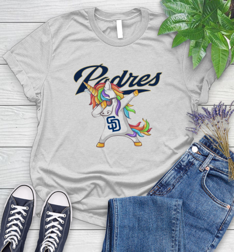 San Diego Padres MLB Baseball Funny Unicorn Dabbing Sports Women's T-Shirt
