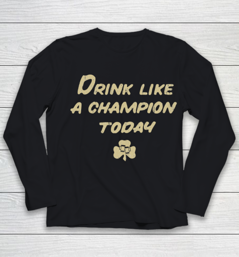 Beer Lover Funny Shirt Drink Like a Champion  South Bend Style Dark Blue Youth Long Sleeve