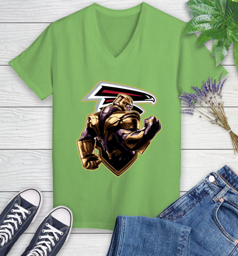 NFL Thanos Avengers Endgame Football Sports Atlanta Falcons Women's V-Neck T-Shirt 11