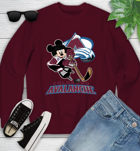 NHL Colorado Avalanche Mickey Mouse Disney Hockey T Shirt Youth Sweatshirt