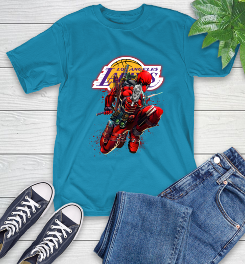 NBA Deadpool Marvel Comics Sports Basketball Los Angeles Lakers T-Shirt 8