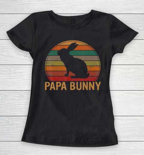 Father gift shirt Mens Retro Papa Bunny Sunset Gift Pet Rabbit Owner Daddy Easter T Shirt Women's T-Shirt
