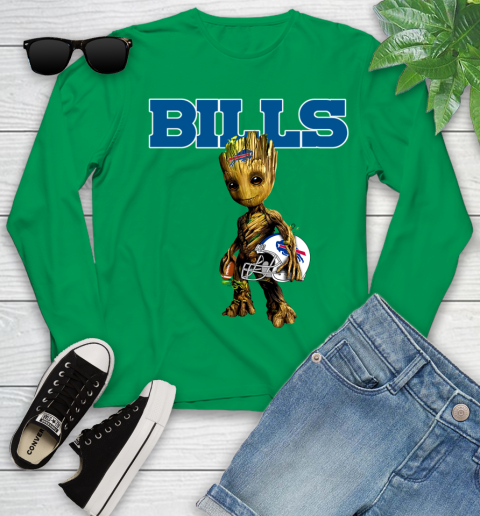 Buffalo Bills NFL Football Groot Marvel Guardians Of The Galaxy Youth Long Sleeve 6