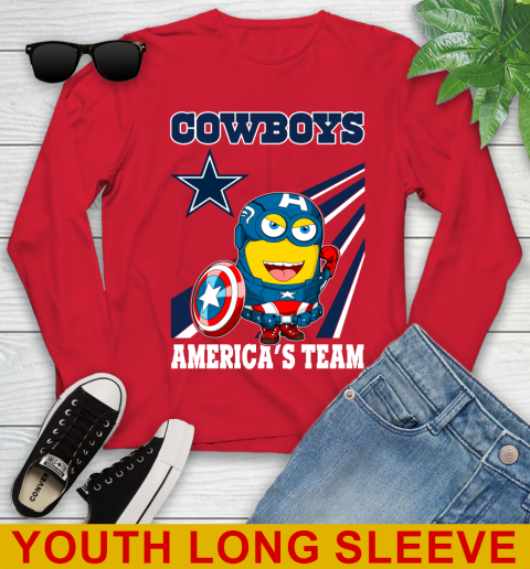 NFL Football Dallas Cowboys Captain America Marvel Avengers Minion Shirt Youth Long Sleeve 11