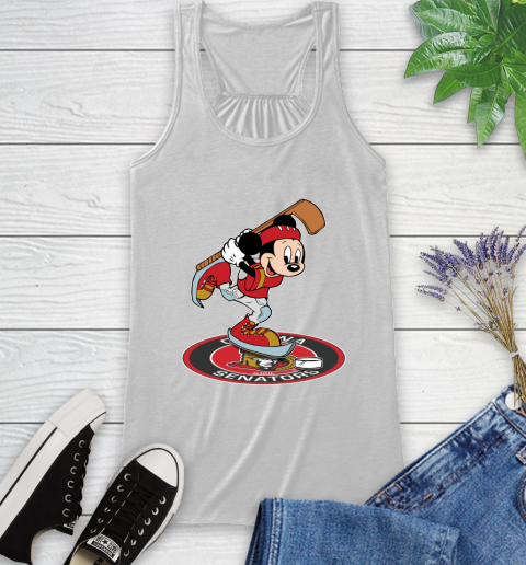 NHL Hockey Ottawa Senator Cheerful Mickey Disney Shirt Racerback Tank 2