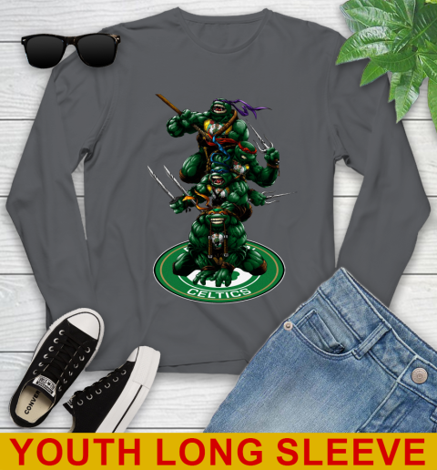 NBA Basketball Boston Celtics Teenage Mutant Ninja Turtles Shirt Youth Long Sleeve 9