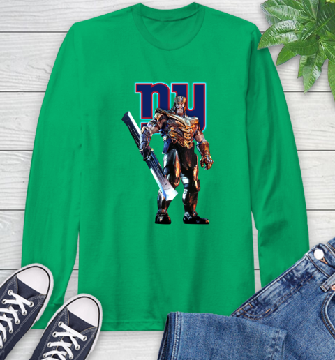 NFL Thanos Gauntlet Avengers Endgame Football New York Giants Long Sleeve T-Shirt 7