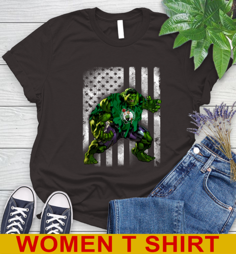 Boston Celtics Hulk Marvel Avengers NBA Basketball American Flag Women's T-Shirt 9