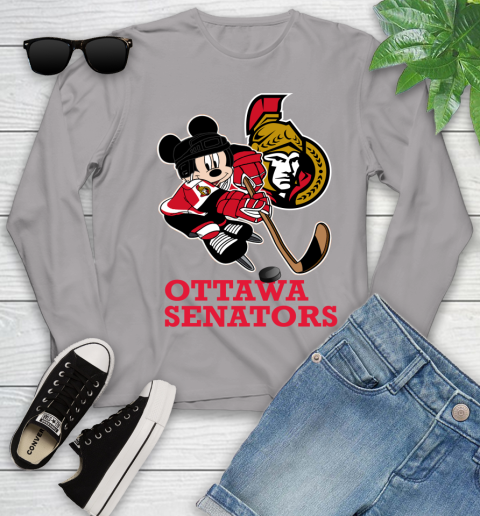 NHL Ottawa Senators Mickey Mouse Disney Hockey T Shirt Youth Long Sleeve 5