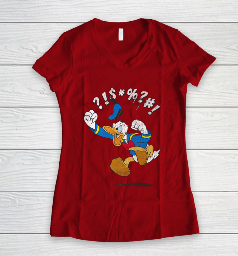 Disney Mickey And Friends Donald Angry Jump Women's V-Neck T-Shirt 8