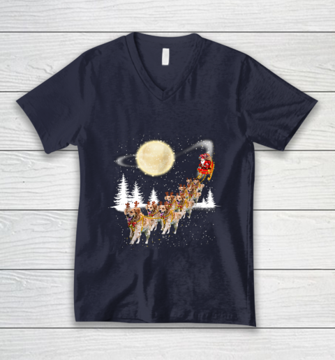 Golden Retriever Reindeer Christmas V-Neck T-Shirt 2