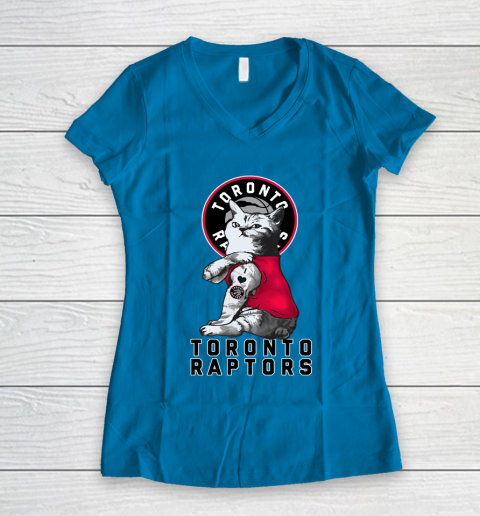 NBA Basketball My Cat Loves Toronto Raptors Women's V-Neck T-Shirt 5