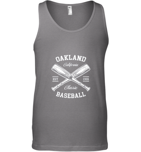 iszv oakland baseball classic vintage california retro fans gift unisex tank 17 front graphite heather