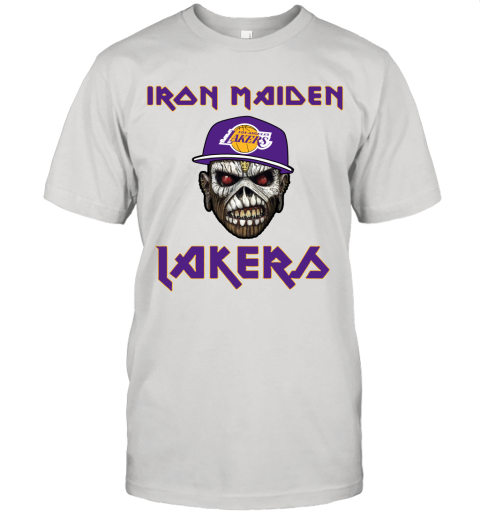 in4w nba los angeles lakers iron maiden rock band music basketball jersey t shirt 60 front white