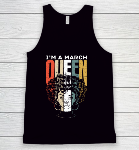 Queens are Born in March Retro Birthday Girl Shirt Vintage Tank Top